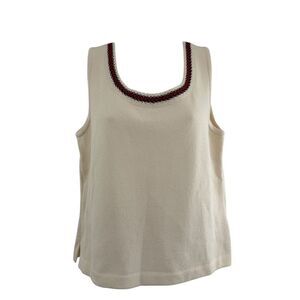 St. John Small Beige Cream Tweed Boucle Santana Knit Sleeveless Tank Top